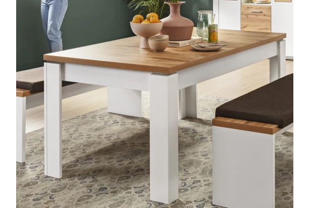 Rozkladací jedálenský stôl Matera 160x90 cm, starý dub/biela