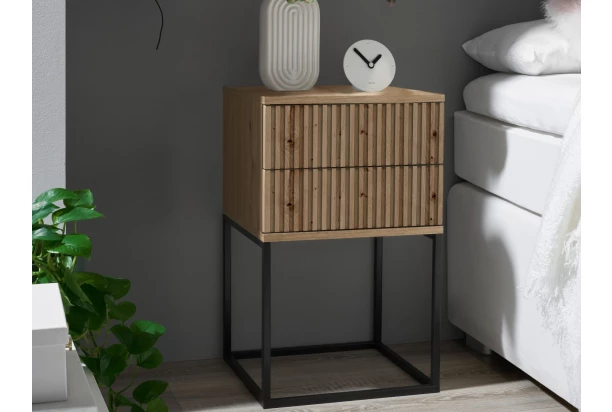 Nočný stolík s 2 zásuvkami Marle, dub artisan