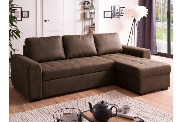 Rohová sedacia súprava Holly, hnedá vintage látka