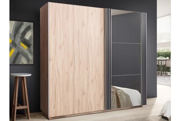 Šatníková skriňa s posuvnými dverami Almo, 215 cm, dub estana/antracit