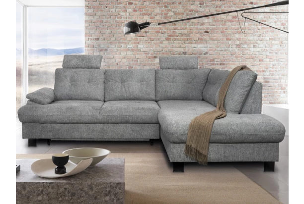 Rohová sedačka Roxy, holubia šedá látka, pravý roh