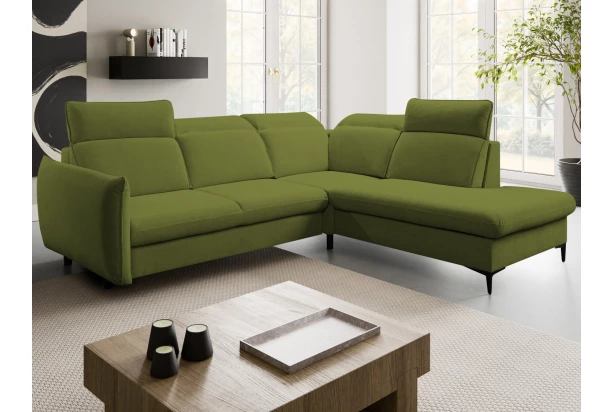 Rohová sedacia súprava Glow, zelená fresh látka, pravý roh