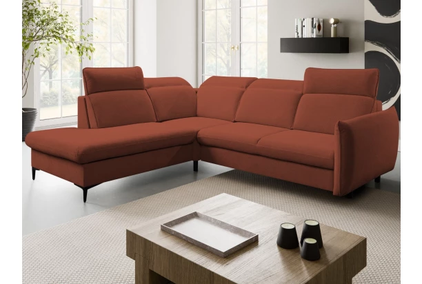 Rohová sedacia súprava Glow, terakota látka, ľavý roh