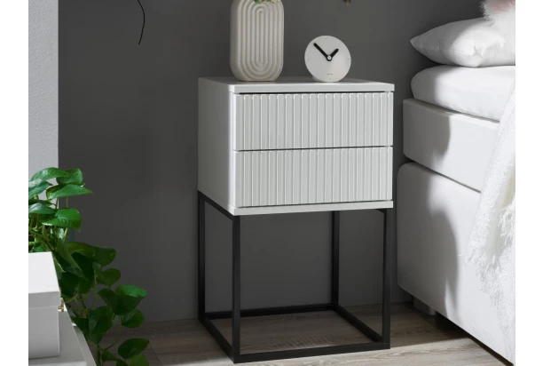 Nočný stolík s 2 zásuvkami Marle, biely