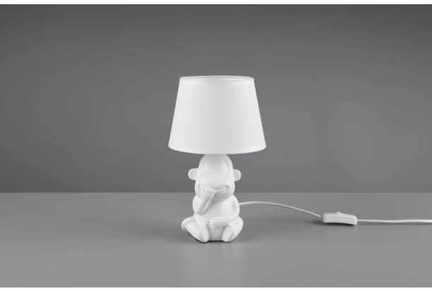 Stolná lampa Chita, motív opice, biela