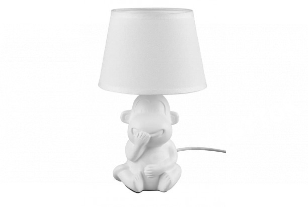 Stolná lampa Chita, motív opice, biela