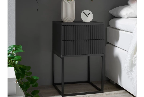 Nočný stolík s 2 zásuvkami Marle, grafitový