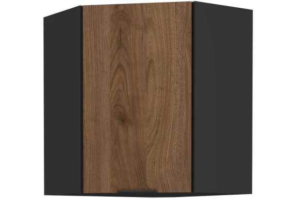 Horná rohová kuchynská skrinka Monza, 60/60 cm, orech/čierna