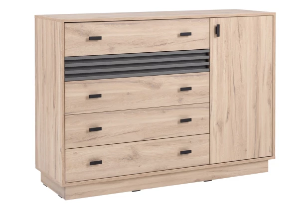 Komoda so šuplíkmi Almo, 135 cm, dub estana/antracit