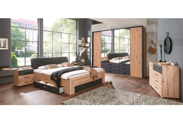 Komoda so zásuvkami Coventry, 130 cm, dub artisan/antracitová oceľ