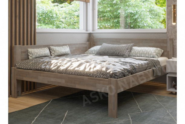 Rohová posteľ so zástenou vľavo Fava L 180x200 cm, šedý buk