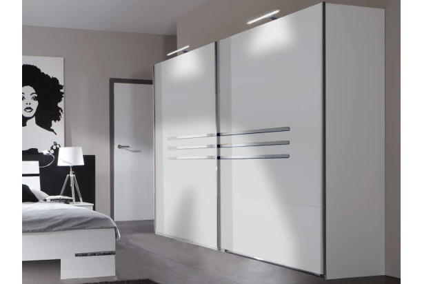 Šatníková skriňa s posuvnými dverami Anna, 225 cm, biela