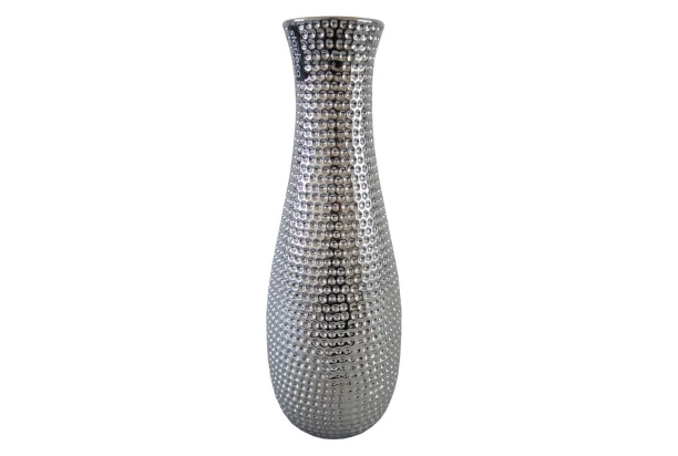 Váza Modern 30 cm, strieborná, tepaný vzhľad
