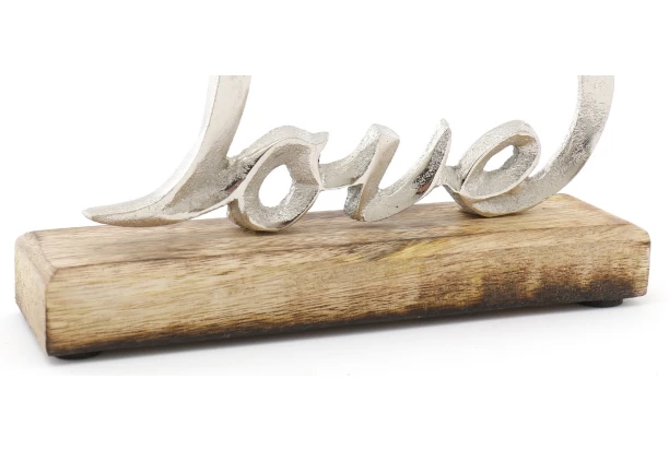 Dekorácia Srdce Love na drevenom podstavci,17x15 cm