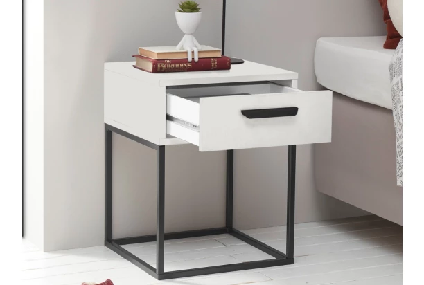 Nočný stolík s 1 zásuvkou Suna, biely