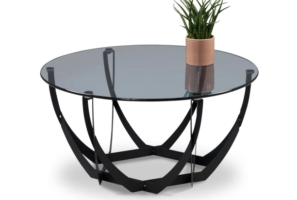 Konferenčný stolík Maya, 80 cm, čierny/sivé sklo