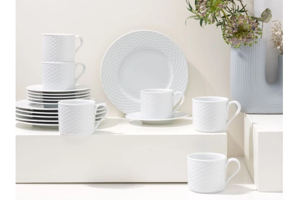 Kávový servis (18 dielov) Polo, biely