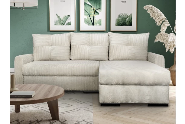 Rohová sedačka Miles, krémová strukturovaná látka