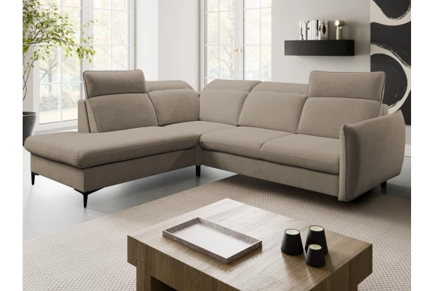 Rohová sedacia súprava Glow, taupe látka, ľavý roh
