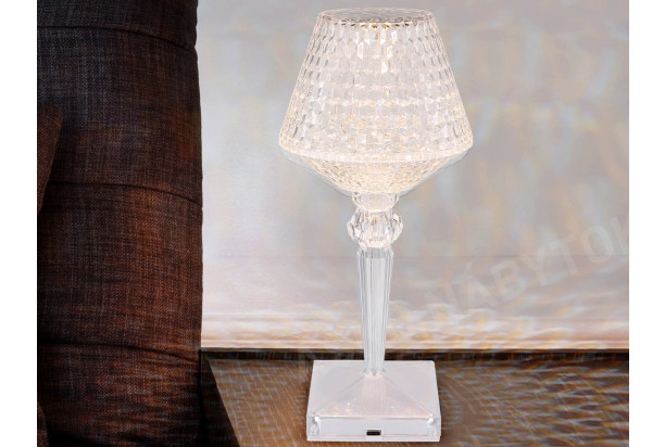 Stolná LED lampa Gixi, imitácia krištáľov
