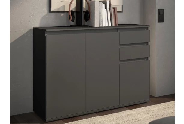 Komoda s 2 šuplíkmi Brest, 119 cm, antracitová