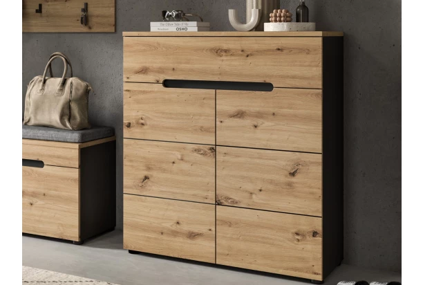 Skrinka s policami/botník Cano, 80 cm, šedá/dub artisan