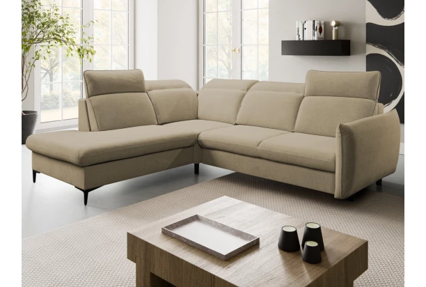 Rohová sedacia súprava Glow, svetlo hnedá látka, ľavý roh