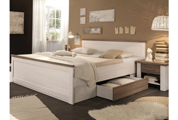 Posteľ s nočnými stolíkmi Luca 180x200 cm, bielená pínia