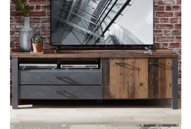 Široká TV skrinka Cardiff, vintage optika dreva