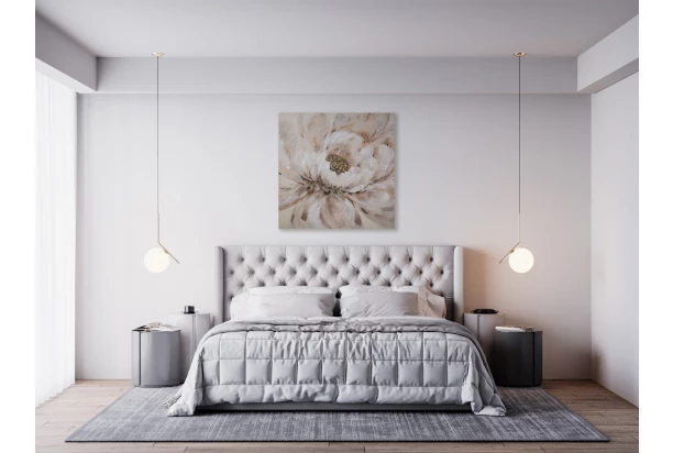 Ručne maľovaný obraz Kvetina 100x100 cm, výrazná štruktúra