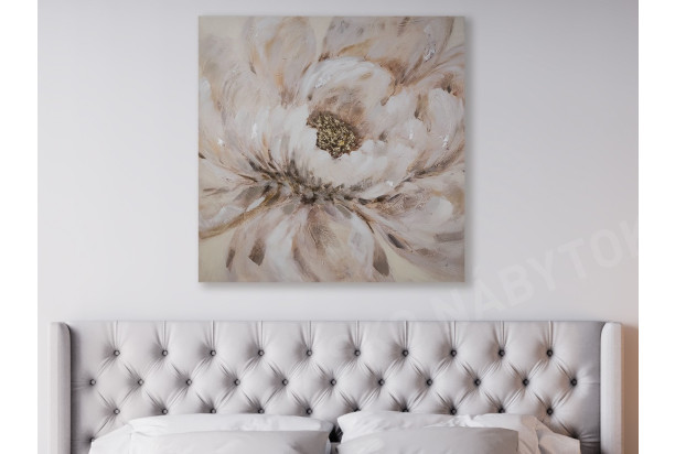 Ručne maľovaný obraz Kvetina 100x100 cm, výrazná štruktúra