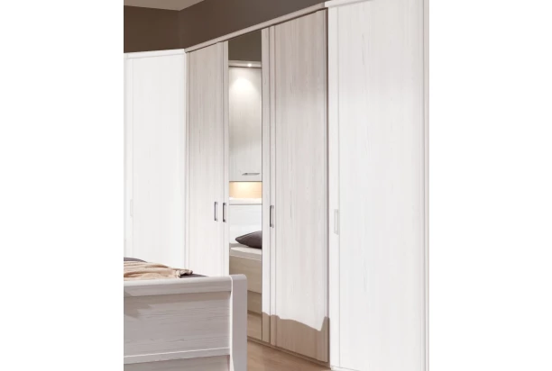 Šatníková skriňa so zrkadlom Luxor, 150 cm, polárny smrekovec