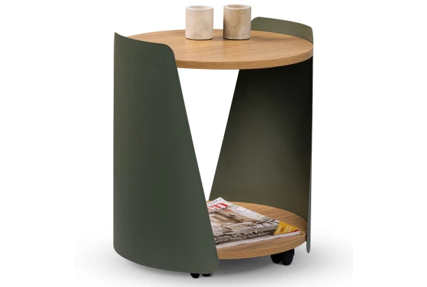 Odkladací stolík Sandro 2, dub/šalviovo zelený