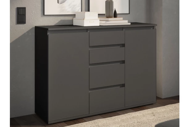 Komoda so 4 šuplíkmi Brest, 119 cm, antracitová