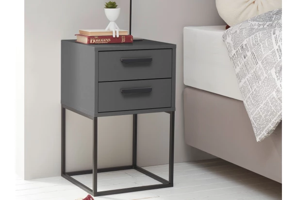 Nočný stolík s 2 zásuvkami Suna, grafitový