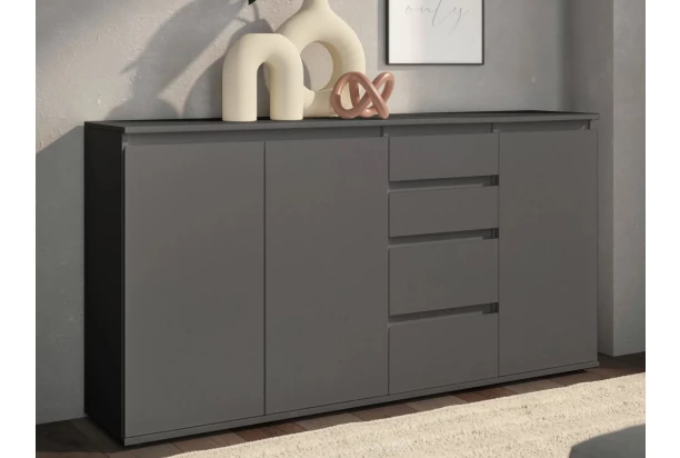 Široká komoda so šuplíkmi Brest, 160 cm, antracitová