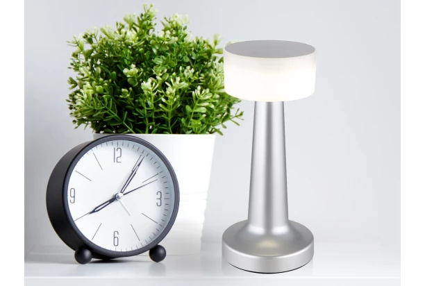Nabíjacia stolná LED lampa Angelika, nikl/biela