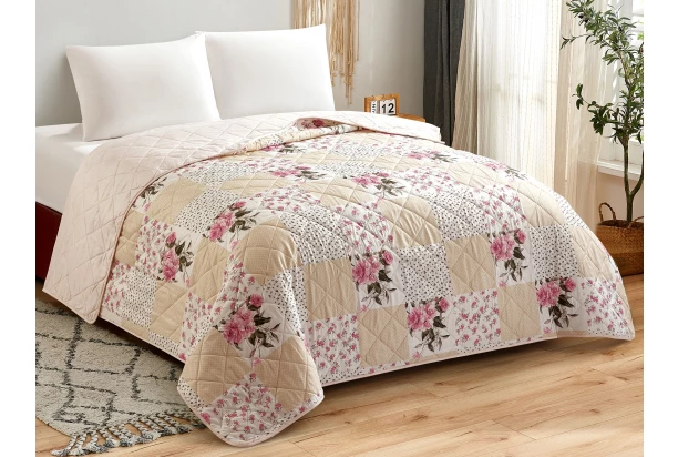 Prehoz na  posteľ Fiori 220x240 cm, kvetinovo ružový