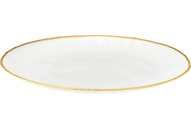 Plytký tanier Dia 28 cm, biela/zlatá