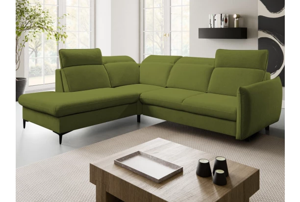 Rohová sedacia súprava Glow, zelená fresh látka, ľavý roh