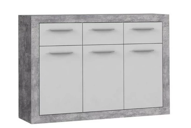 Komoda Baccio 118 cm, beton/biela