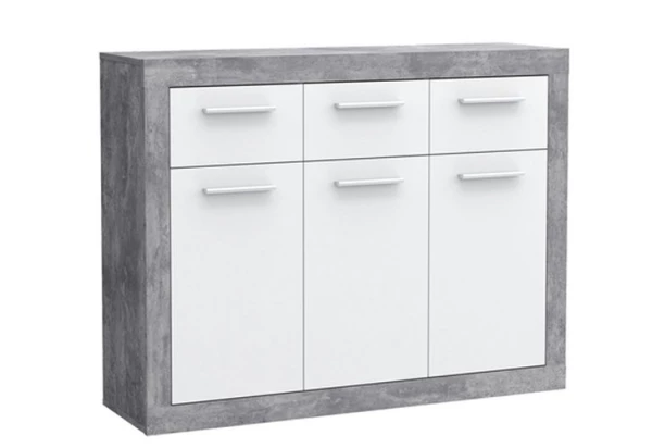 Komoda Baccio 118 cm, beton/biela