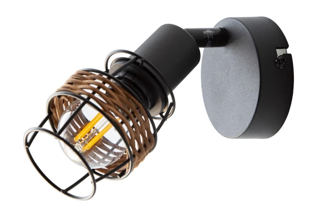 Nástenná/stropná lampa Malik, drôtené s ratanom