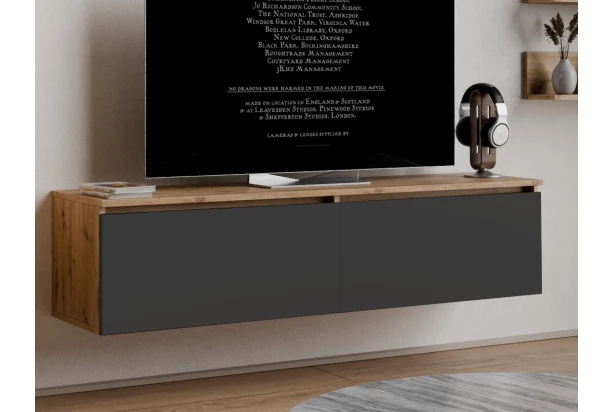 Závesná TV skrinka Asko Living, 135 cm, dub artisan/antracit