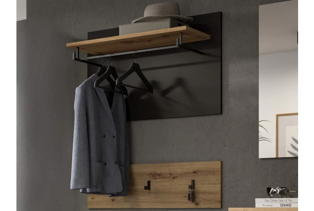 Dvojdielny šatníkový panel Cano, 80 cm, šedá/dub artisan