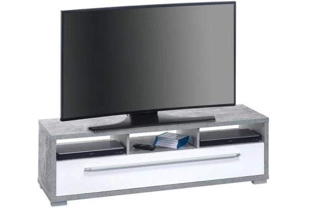 TV stolík Glanz, betón / biely lesk