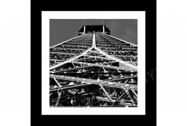 Rámovaný obraz Eiffelova veža detail 20x20 cm, čiernobiely