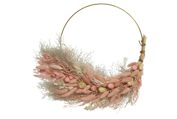 Dekoračný veniec Sušené trávy 30 cm, ružový