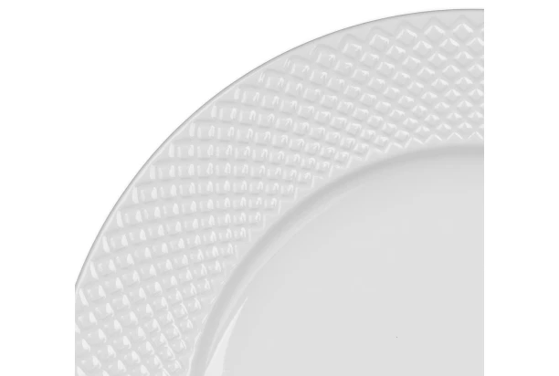 Plytký tanier Diamond Line, biely s reliéfem