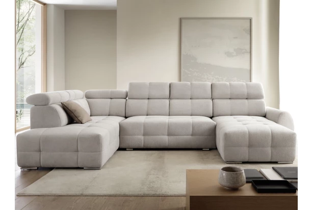 Sedacia súprava Genova 1, svetlo šedá štrukturovaná látka, tvar ľavé U